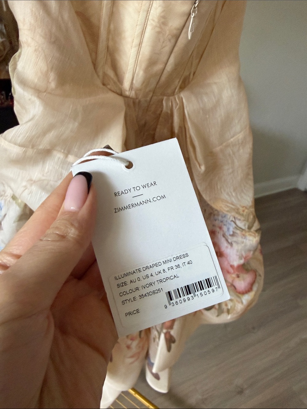 Zimmermann Illuminate Draped Minidress colour Ivory Tropical - Picture 7 of 7